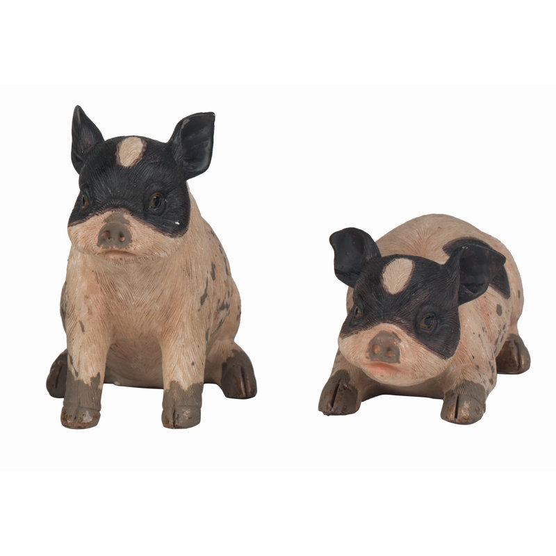 August Grove Pegram 2 Piece Resin Spring Pig Figurines Set & Reviews